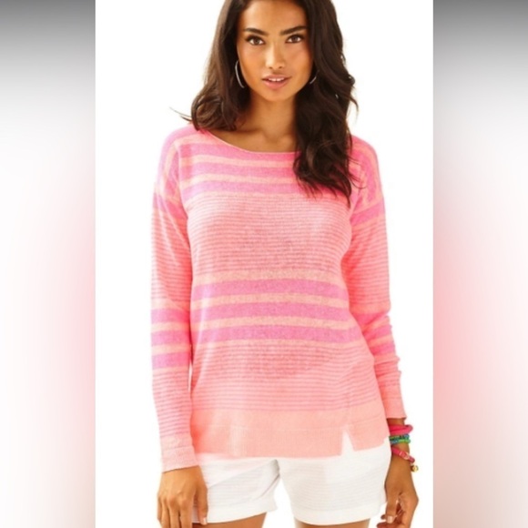 Lilly Pulitzer Camilla Stripe 100% linen Top XS - Picture 2 of 5